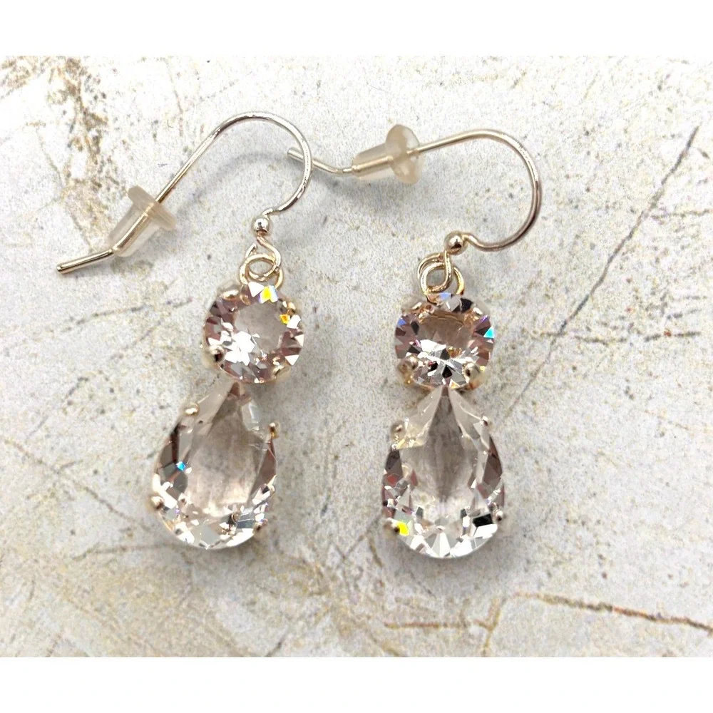 Twigs & Honey Extra Long‎ Bridal Crystal Hair Vine & Pear Drop Earrings Combo